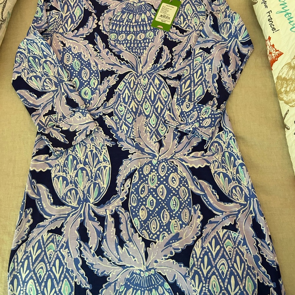 Lilly Pulitzer Blue and Purple Pineapple Print Dress